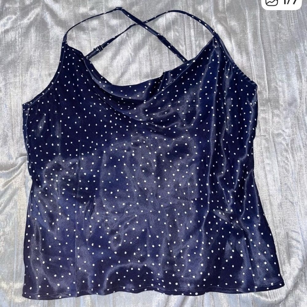 Conditions Apply Navy Polka Dot Tank Top